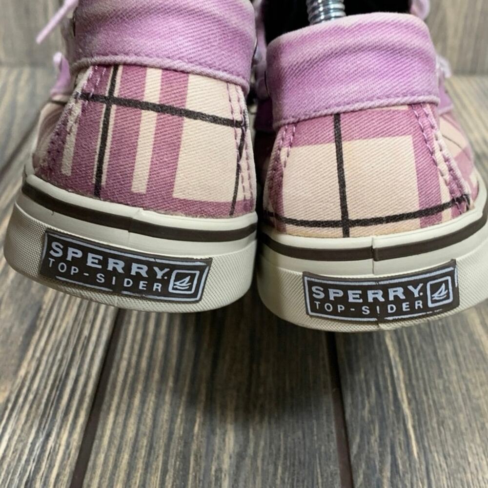 Sperry Top-Sider D10-CH171 Boat Shoes Purple Plaid Fabric Canvas Lace Up‎ Wm 9 - Picture 12 of 13